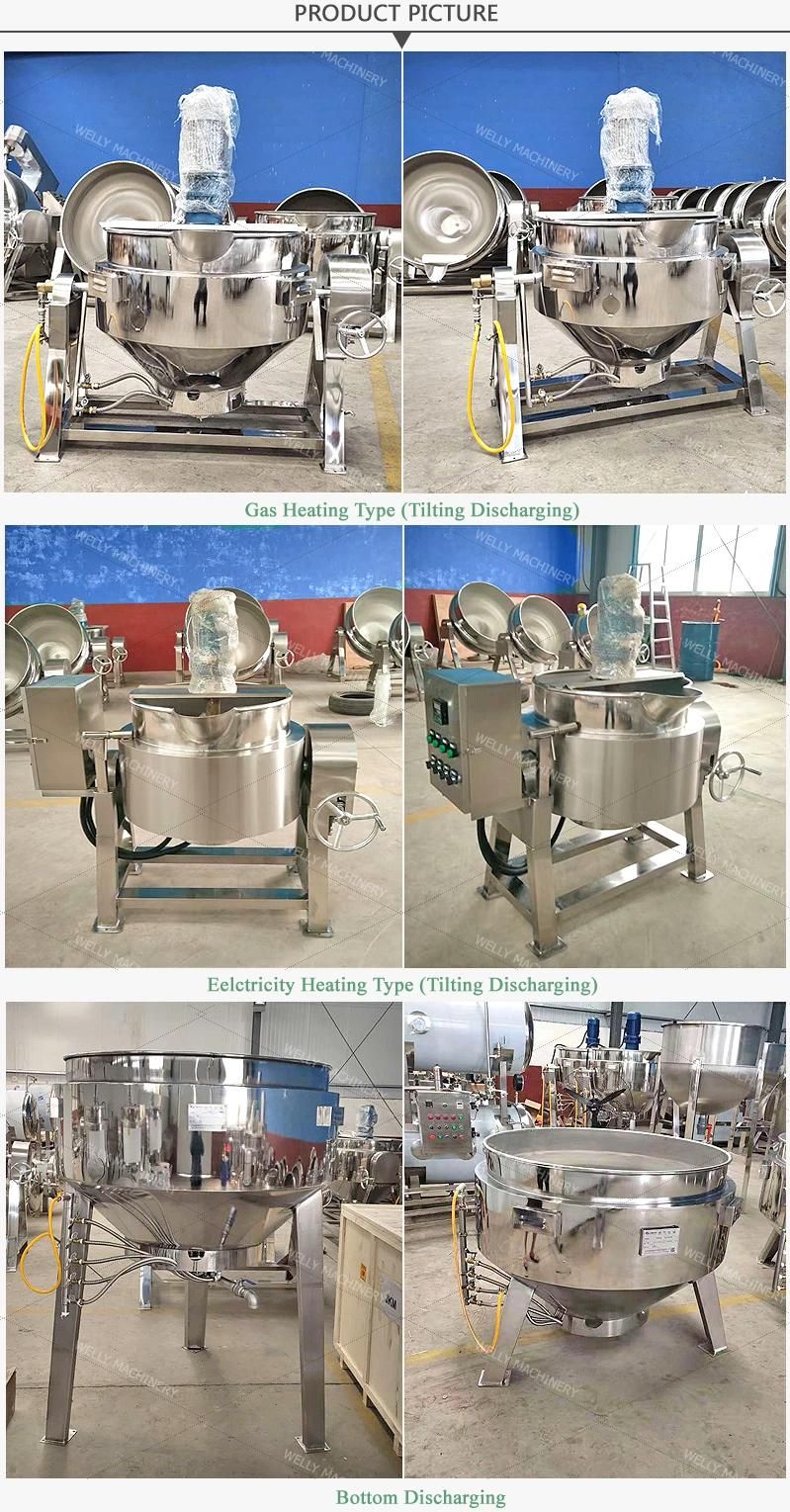 0-300 Celsius Jacketed Cooking Kettle Machine Industrial Cooking Pots with Mixer for Jam Sauce Candy Soup