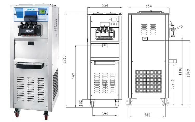 Automatic Control CE ETL Approved Soft Ice Cream Maker 3 Flavors Frozen Yogurt Machine