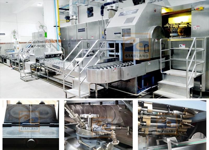 Durable Fully Automatic Waffle Cone Production Line of 89 Baking Plates (14m long)
