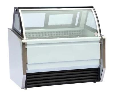 Economical Ice Cream Showcase Counter Italian Ice Cream Display Freezer