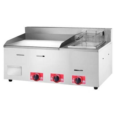 Gh-728 Kitchen Equipment Table Top Propane Tenpanyaki Gas Griddle with Deep Fryer