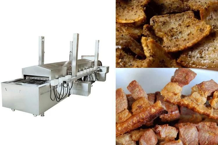 Pork Belly Industrial Fried Machine Conveyor Mesh Belt Continuous Fryer