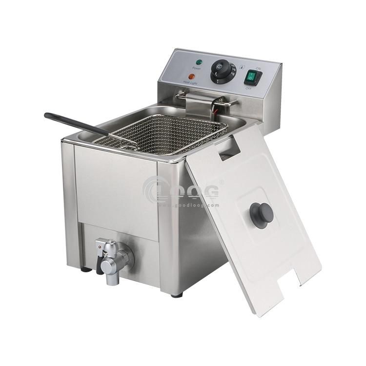 Donut Machine Factory Wholesale Price Stainless Steel Countertop Chicken Frying Machine 8L Single Basket Electric Commercial Potato Chips Deep Fryer