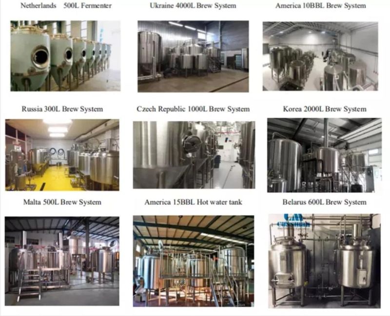 Cassman Factory Manufactured 2 Vessels 500L 1000L 2000L 3000L Micro Cervejaria Equipment Micro Brewery Microbrewery Beer Brewing Brewery Beer Brewing