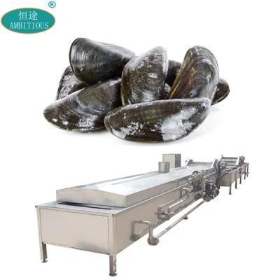 Steam Blancher Conveyor Belt Continuous Mussels Blanching Machine