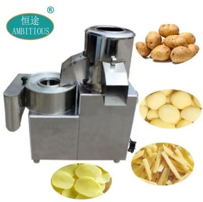 Potato Peeler Cutting Slice French Fries Washing and Peeling Machine