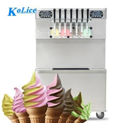 Floorstand ETL CE 7 Flavors Soft Serve Fozen Yogurt Vending Fruits Ice Cream Making ...