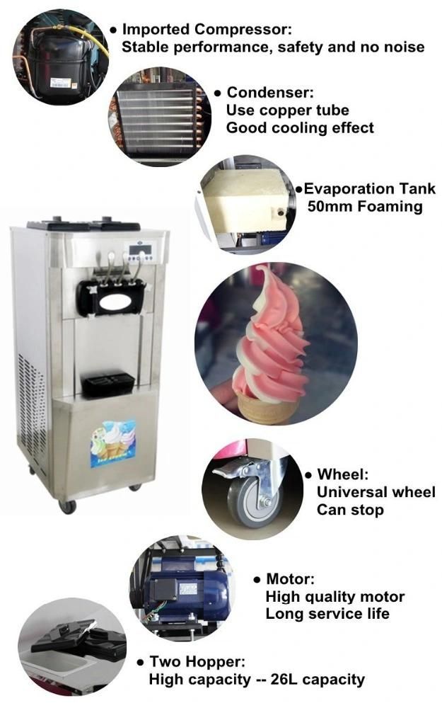 Pre- Cooling Air-Pump Double Compressor Ice Cream Machine Is Sale Dirceting in Factory