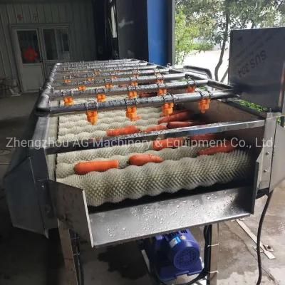Vegetable Fruit Brush Roller Spray Washing Machine for Apple Potato Carrot Root