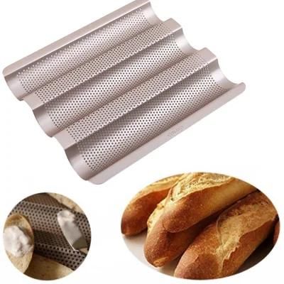 Rk Bakeware China-5 Loaf Glazed Welded Aluminum Baguette / French Bread Pan