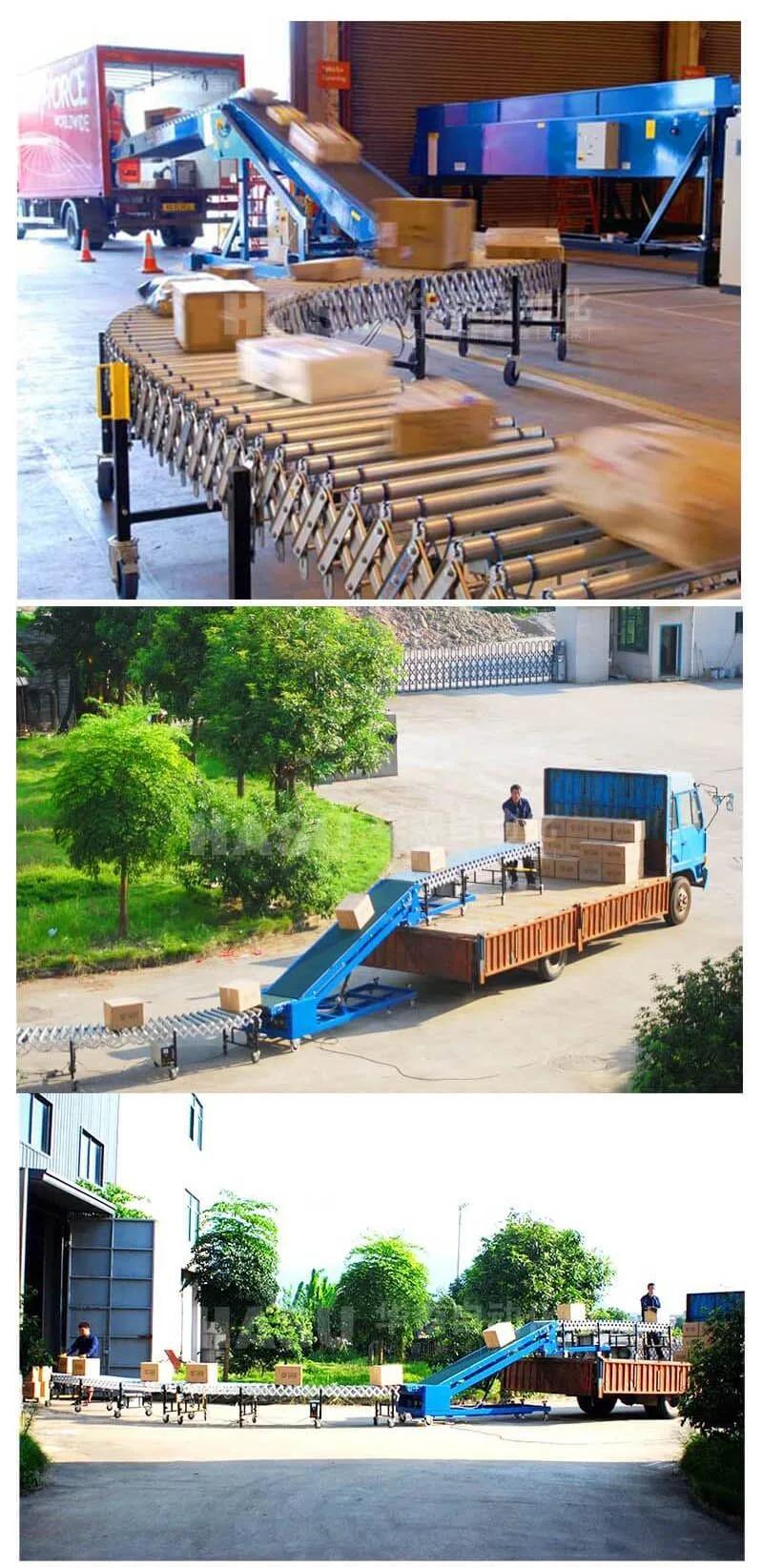Metal Flexible Expandable Powered Telescopic Roller Conveyor Heavy Duty Lift