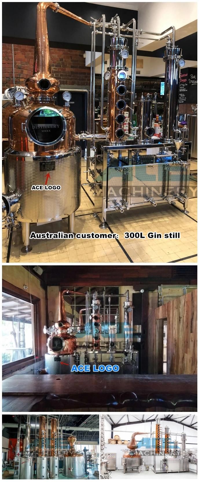 Industrial Distiller Alcohol Small Distiller Vodka Distillery for Sale Equipment Distillation 1000L Copper Stills Distillery