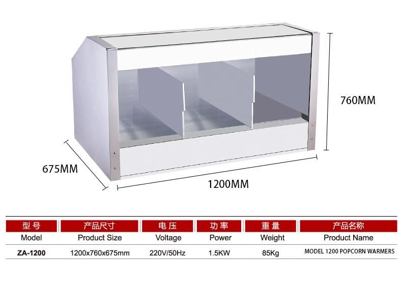 for Cinema Popcorn Showcase Staging Cabinet Popcorn Display Warmer 3 Compartments Counter