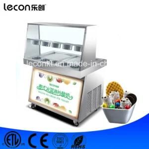 Thailand Double Square Pans Fried Rolled Ice Cream Machine with 11 Buckets
