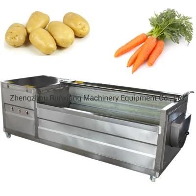 Chinese Stainless Steel Brush Vegetable Fruit Washing and Peeling Machine