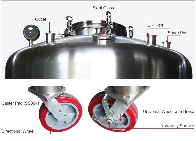 100 200 300 1000 Gallon Honey Oil Vertical Cryogenic Food Grade Stainless Steel Storage Tank