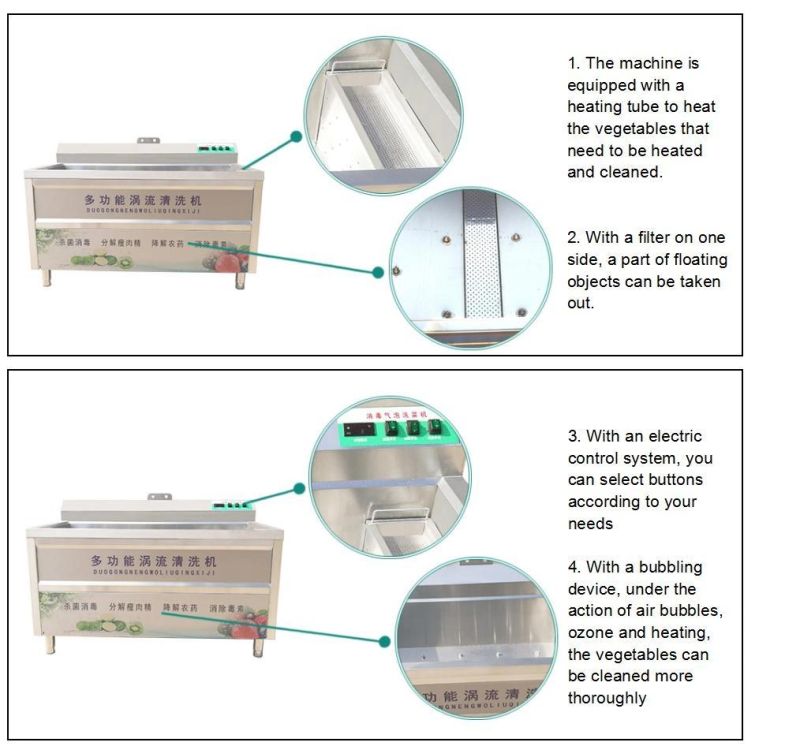 Industrial Commercial Air Bubble Ozone Leaf Vegetable Fruit Washing Machine