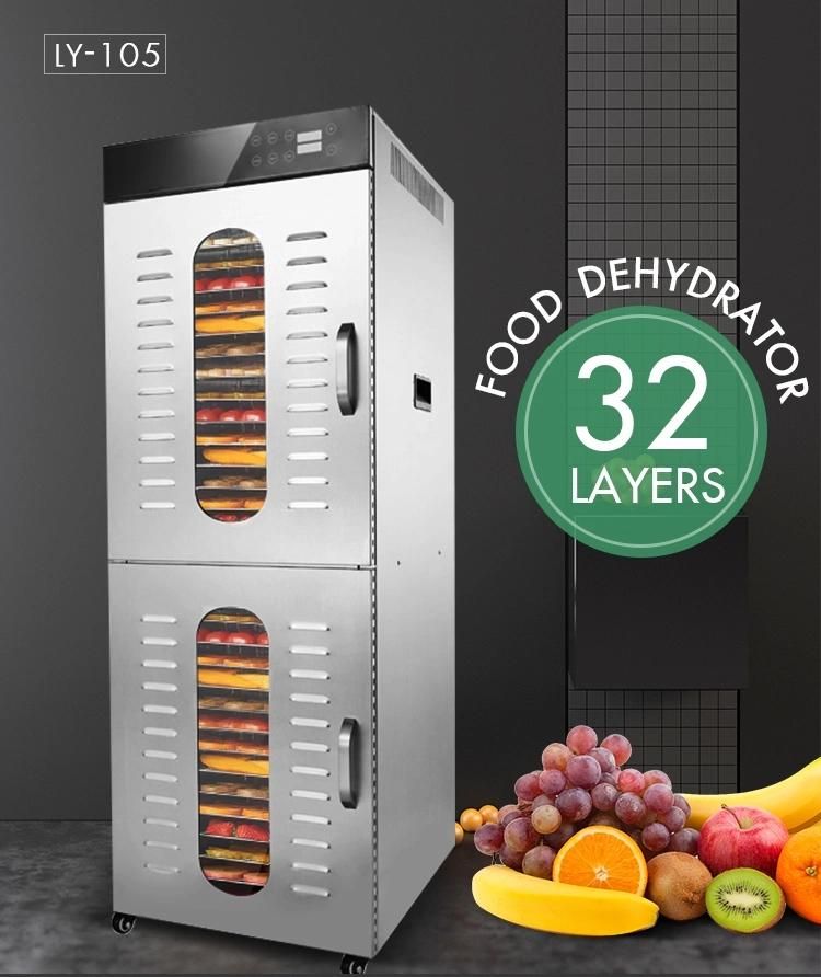 Popular Wholesale 2 Cabinets 32 Trays Commercial Food Fruits Vegetables Dehydrator Air Dryer Machine Fruit Drying Oven Dewatering Machine equipment