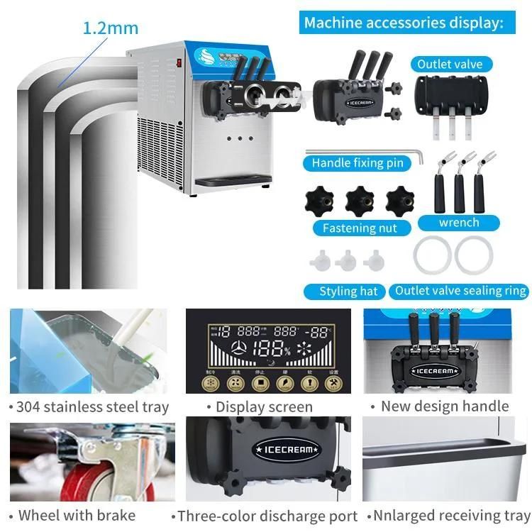 28L/H Capacity Imported Compressor Silent Operation Stainless Steel Material Ice Cream Machine