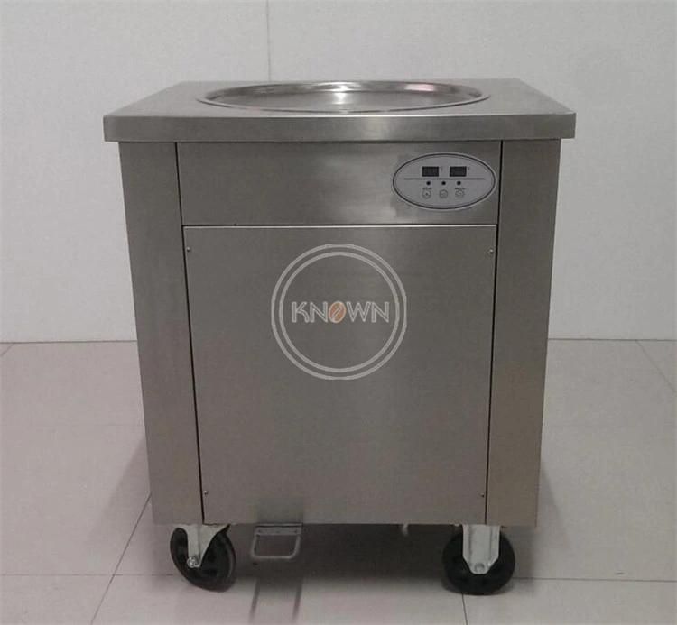 Fried Ice Cream Roll Making Machine Stainless Steel Fruit Fried Ice Cream Maker Machine with Single Round Pan Freezer