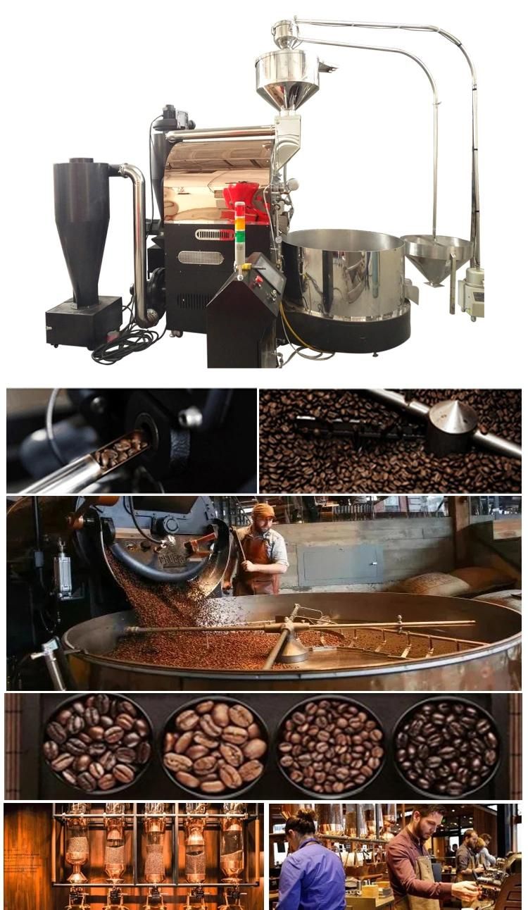 Manufacturer Supply Stainless Steel 60/120/200kg Industrial Coffee Roaster with PLC Control Plate for Sale