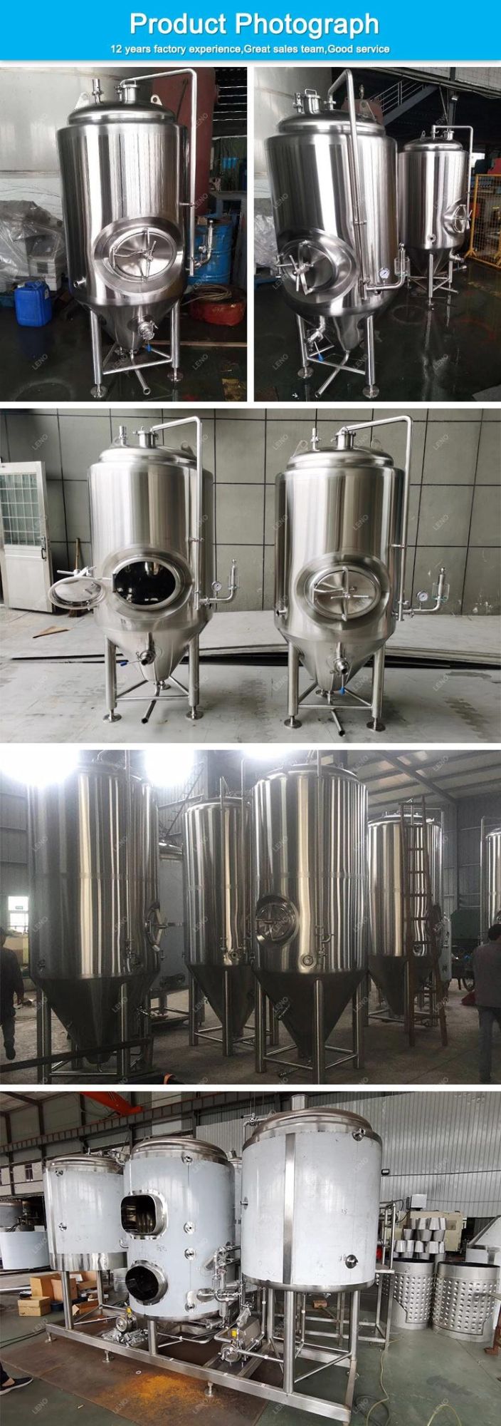 1500L Fermenter Craft Beer Industrial Storage Tank Mixing Tank Fermentation Bottle Jacketed Conical Fermenter