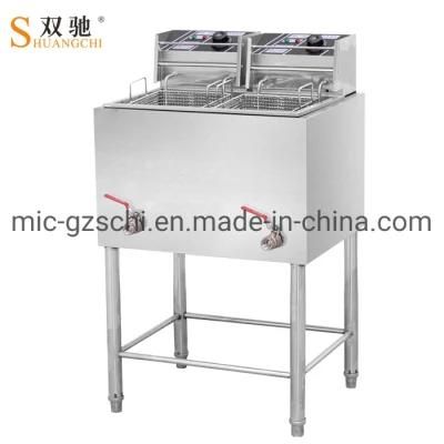 Free Standing Electric Fryer Stainless Steel 1 Tank 2 Basket Commercial Using