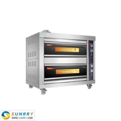 Commercial kitchen Cake 2 Deck 4 Trays Gas Oven with Glass Door