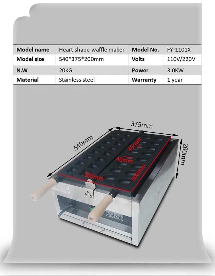 Commercial Electric Heart Shape Waffle Maker Machine