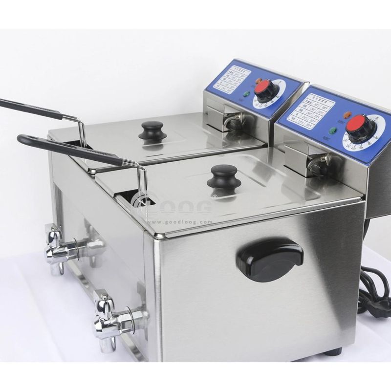 CE Approved Electric Dual Baskets Tanks French Fries Frying Machine 2 X 2850W Commercial Benchtop Deep Fryer for Small Business