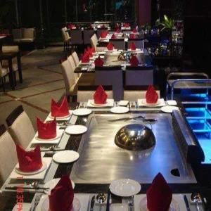 Rectangle Shape 7 Seats Teppanyaki Table Frying Plate Smokeless Model