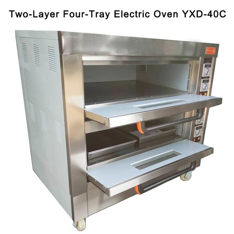 Gas Electric Oven Baking Machine Commercial Bakery Appliance Machinery Pizza with 2 Deck 4 Trys Baking Equipment Bakery Pizza Oven