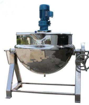 Stainless Steel Jacketed Mixing Kettle with Agitator
