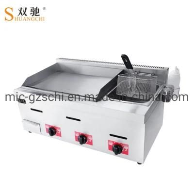 Stainless Steel 2 in 1 Gas Griddle&Fryer with 3 Burners