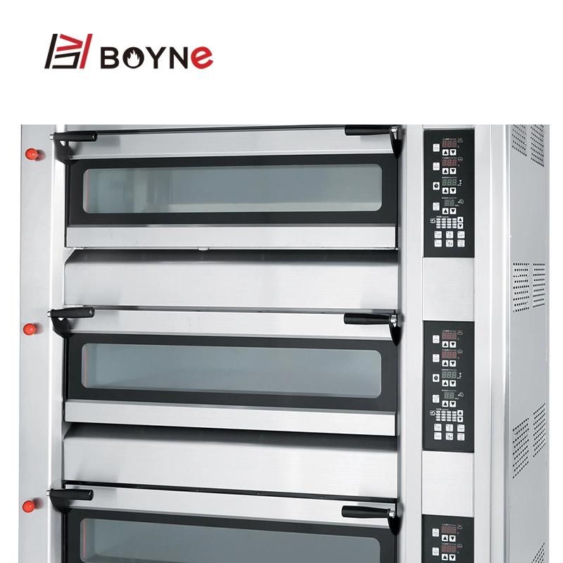 Stainless Steel Gas Three Deck Six Trays Bread Machine Baking Oven