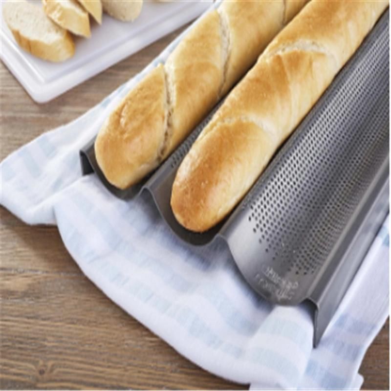 Nonstick Perforated Baguette Pan 15" X 13" for Bread Baking 4 Wave Loaves Loaf Bake Mold Toast Cooking Waves Steel Tray