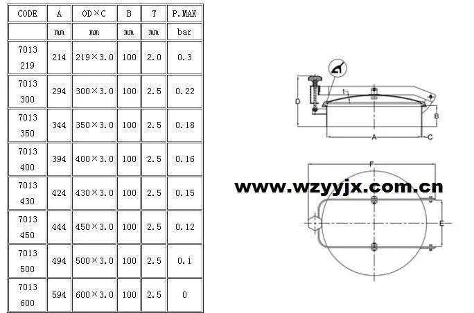 Stainless Steel Round Manway with Double Arms