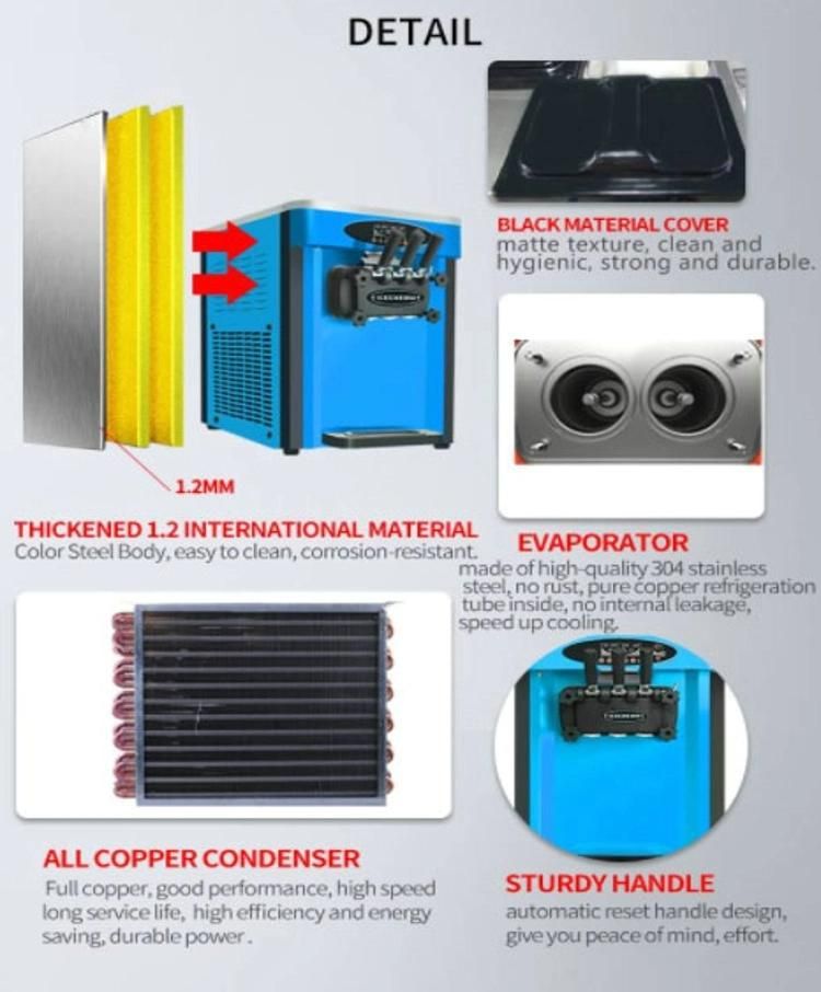 Three Flavors Countertable Ice Cream Machine 36L with Big Capicity BT-36CT