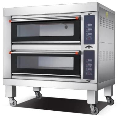 Commercial Kitchen Baking Machine Bakery Machinery 2 Deck 4 Tray Luxury Electric Oven