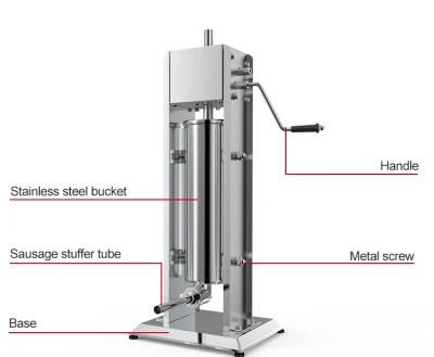 Stainless Steel Manual Sausage Stuffer Hot Dog Making Machine with 4 Filling Tubes