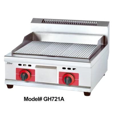 Gh721A Commercial Counter Top Gas BBQ Griddle 2 Burner All Groved for Steak Chicken Fried ...