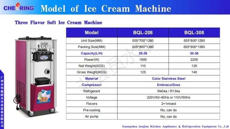 Professional Manufacturer of Refrigeration Equipment Ice Cream Machine Bql-308