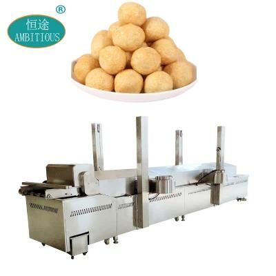 Thermal Oil Frying Machinery Continuous Belt Fish Ball Frying Machine