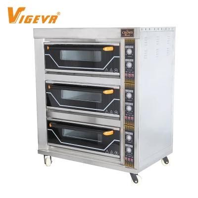 Bakery Equipment 3 Deck 6 Trays Bread Machine Commercial Pizza Bread Cake Baking Oven
