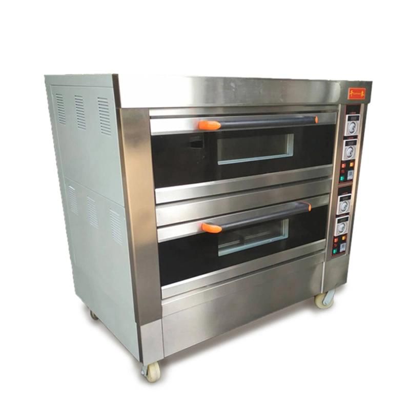 Qianmai Gas Deck Oven Baking Machine Commercial Bakery Equipment Pizza Commercial Baking Equipment Pizza Oven with 2 Deck 4trys