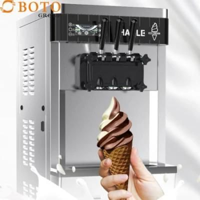 Three Flavor Soft Ice Cream Machine Soft Serve Ice Cream Making Machine
