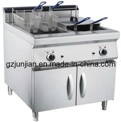Commercial Satainless Steel Electric Deep Fryer with Cabinet (2-Tank, 4-Basket)