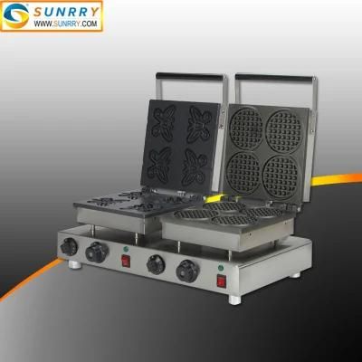 Electric Carbon Butterfly and Circle Waffle Iron Maker Biscuit Making Machine