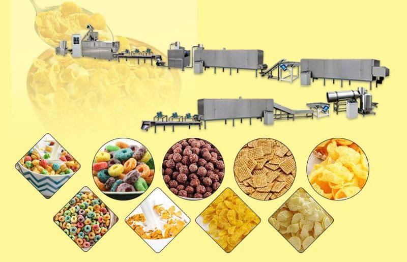 Automatic High Quality Corn Flakes Extruding Production Line Crispy Corn Flakes Processing Line