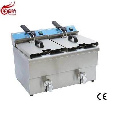 CE Approval Commercial Countertop Double Tank Electric Deep Fat Potato Chips Chicken Fryer ...